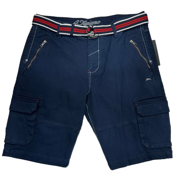A. Tiziano Carlos Navy Twill Cargo Shorts (34) - Picture 1 of 6